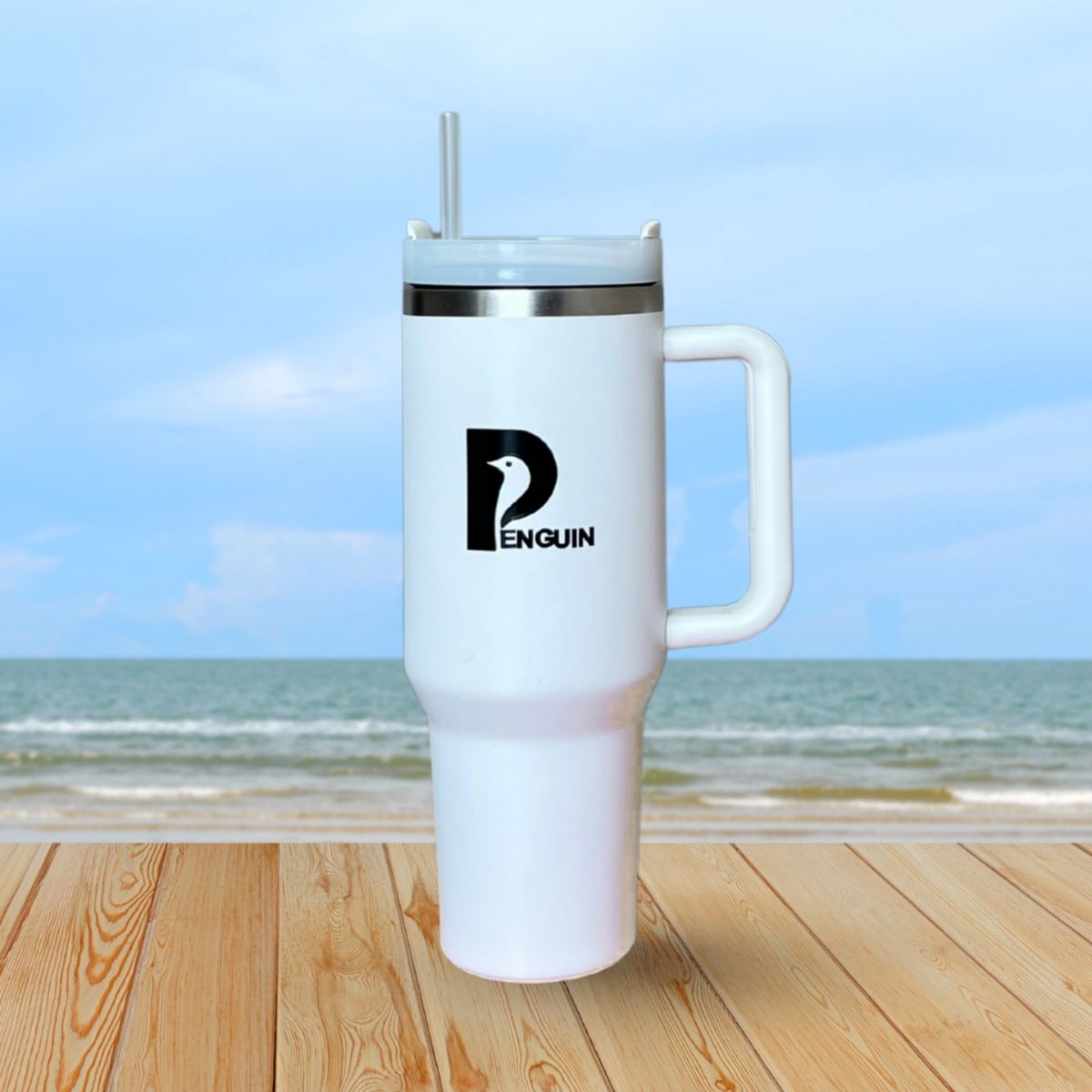 40 oz White Tumbler | Premium Insulated Bottle with Handle