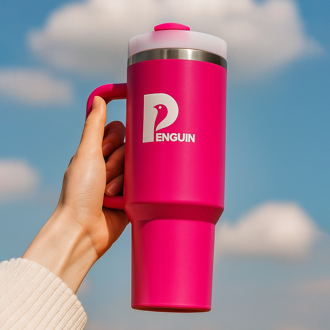 40 oz Hot Pink Tumbler | Premium Insulated Bottle with Handle