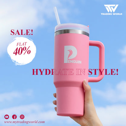40 oz Pink Tumbler | Premium Insulated Bottle with Handle