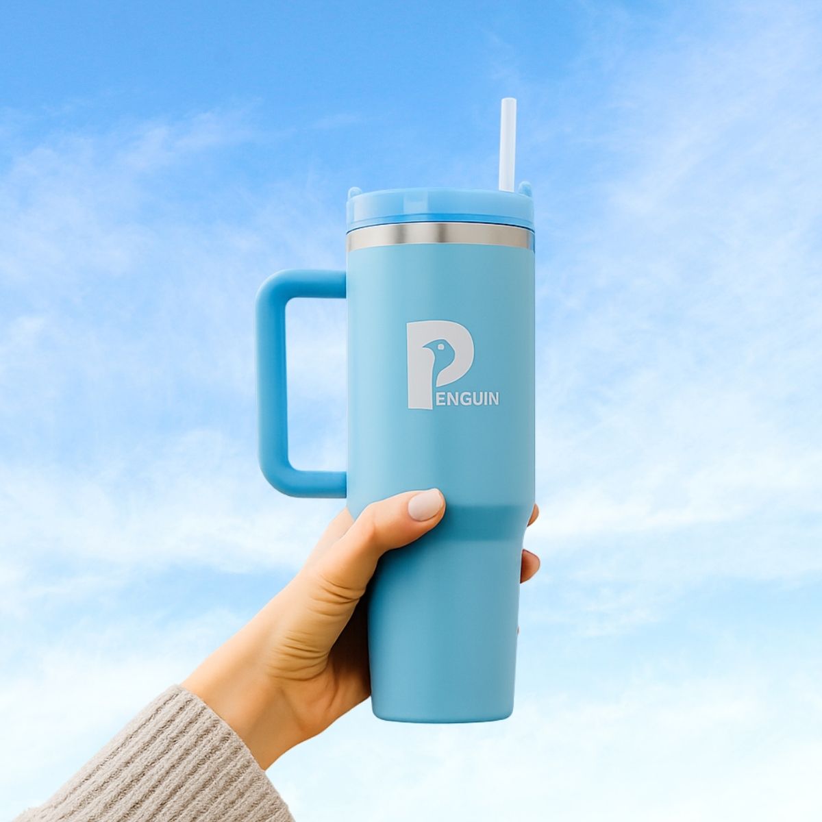 40 oz Blue Tumbler | Premium Insulated Bottle with Handle