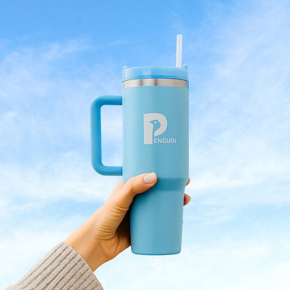 40 oz Blue Tumbler | Premium Insulated Bottle with Handle