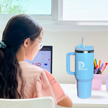 40 oz Blue Tumbler | Premium Insulated Bottle with Handle