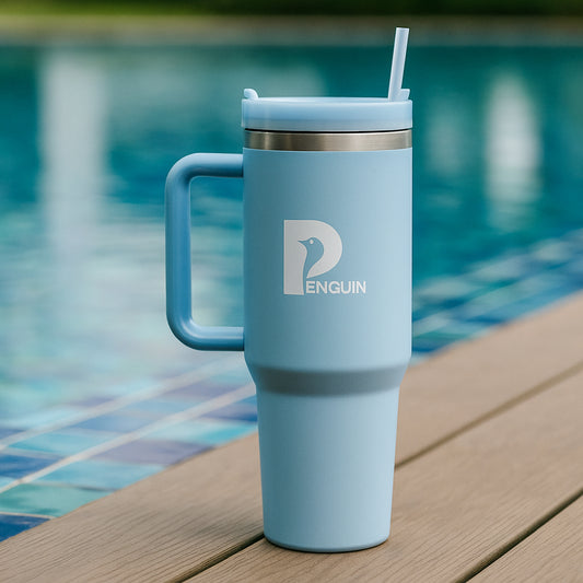 40 oz Blue Tumbler | Premium Insulated Bottle with Handle