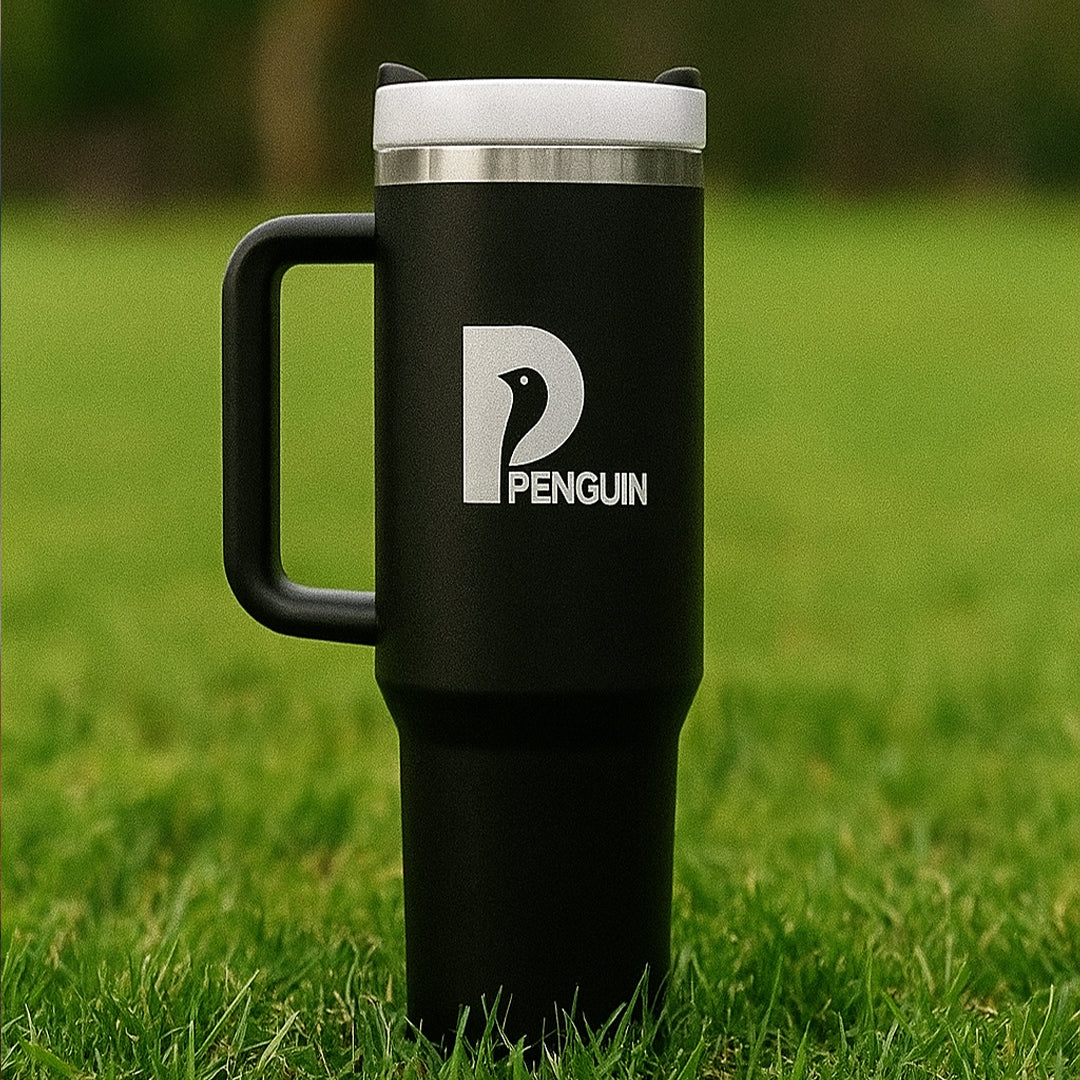 40 oz Black Tumbler with White lid | Premium Insulated Bottle with Handle