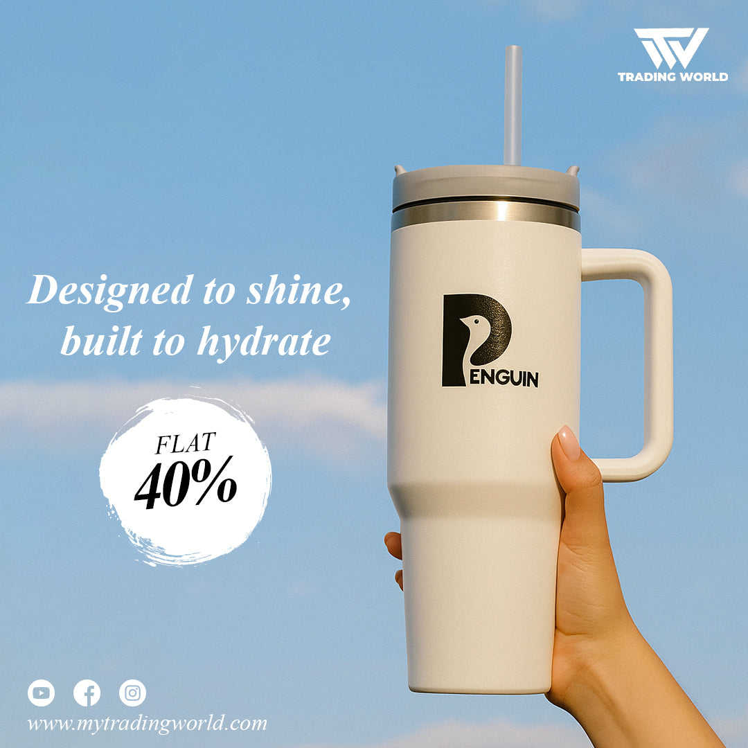 40 oz White Tumbler | Premium Insulated Bottle with Handle