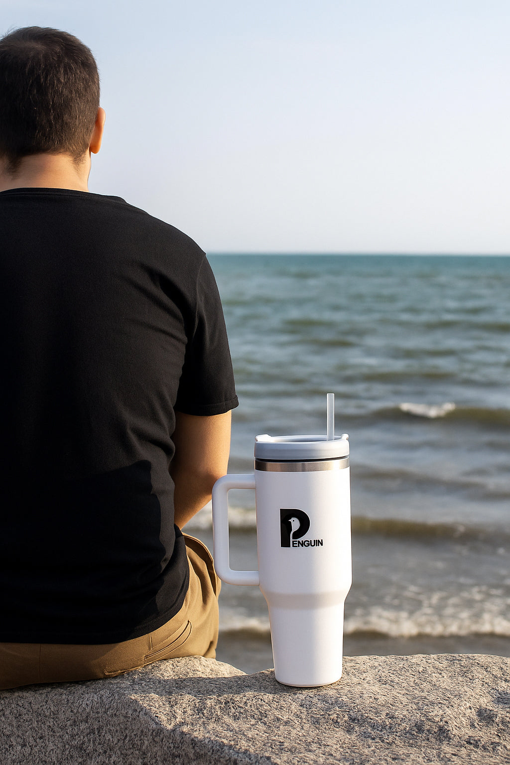40 oz White Tumbler | Premium Insulated Bottle with Handle