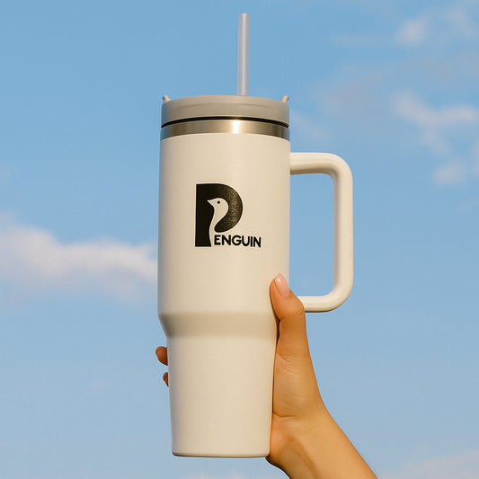 40 oz White Tumbler | Premium Insulated Bottle with Handle